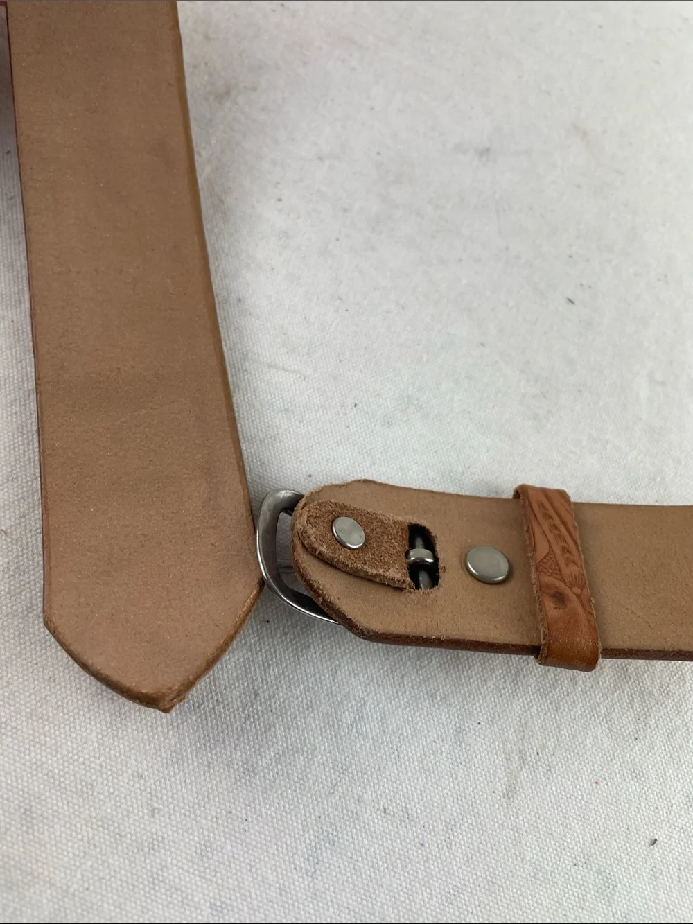 Tooled Leather Floral Belt in Cognac Brown